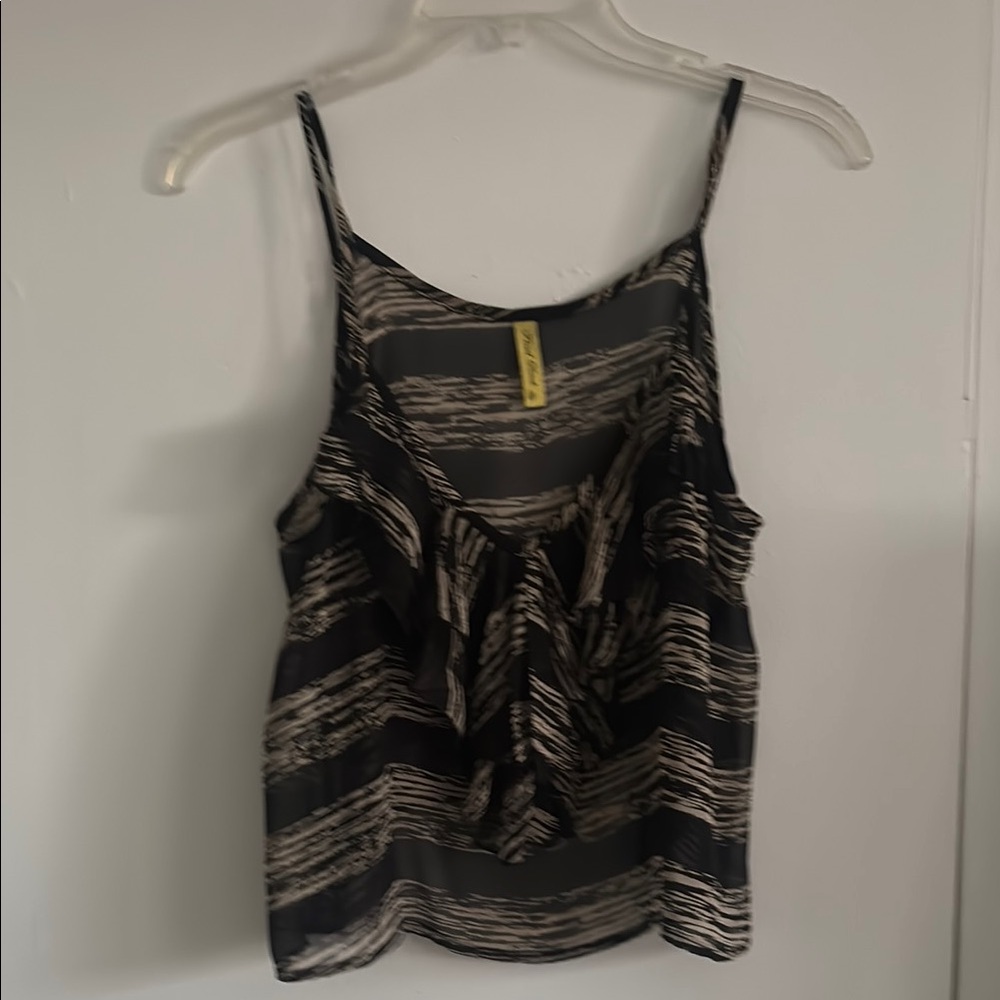 Sheer Black and Cream ruffled Top